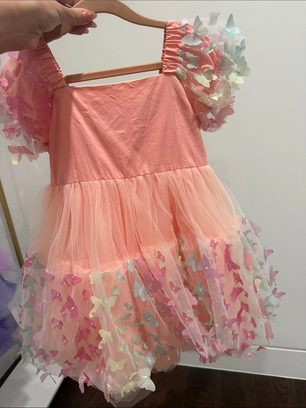 Lola + The Boys Coral Pink Tulle Butterfly Dress